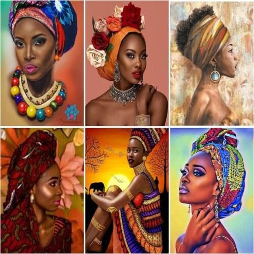 RUOPOTY 60x75cm Frame Painting By Numbers For Adults Children Figure African Woman Paint By Number Home Wall Decoration Crafts