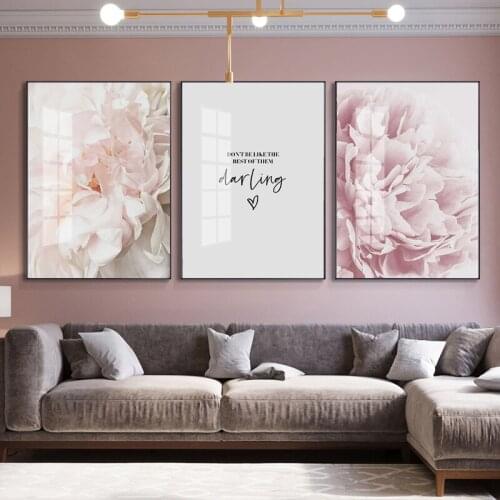 Pink Flower Picture Canvas Painting Nordic Wall Art Minimalist Modern Art Home Decor Poster and Print for Living Room Wall Decor