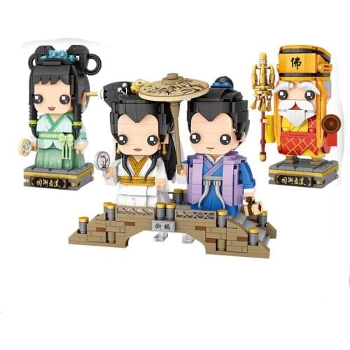 China Ancient Legend of White Snake Scholar Buddhist Monk Monster Bridge Mini Blocks Bricks Building Toy for Children