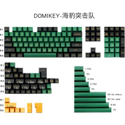 Domikey Seals SA Profile DOLCH Double shot ABS keycaps for MX switch mechanical Gaming keyboard set 158 keycaps