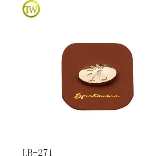 LB271 custom brown leather label garment metal PU wholesale leather patches label