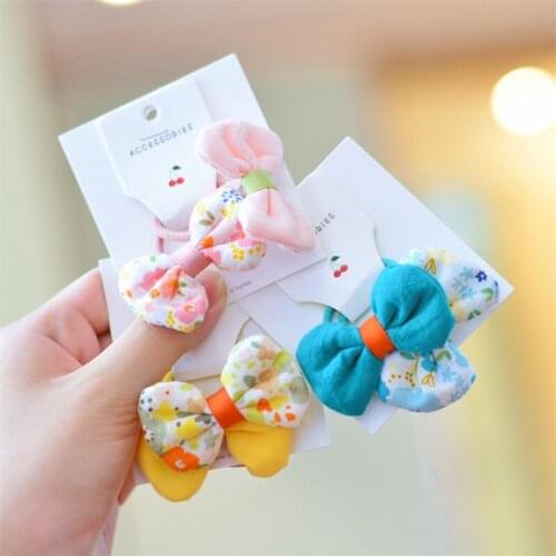 10set/Lot Children Floral Fabric Ribbon Bow Hair Tie Small Girls Cute Solid Color Bow Hair Rope Kids Elastic Hairbands Headdress