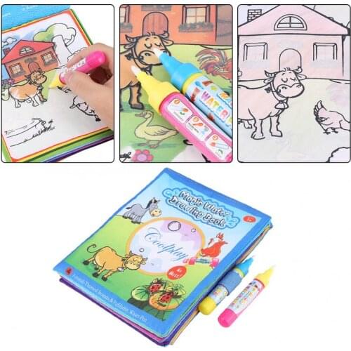 Montessori Coloring Book Doodle & Magic Water Pen Painting Drawing Board For Kids Toys Magic Water Drawing Book Birthday Gift