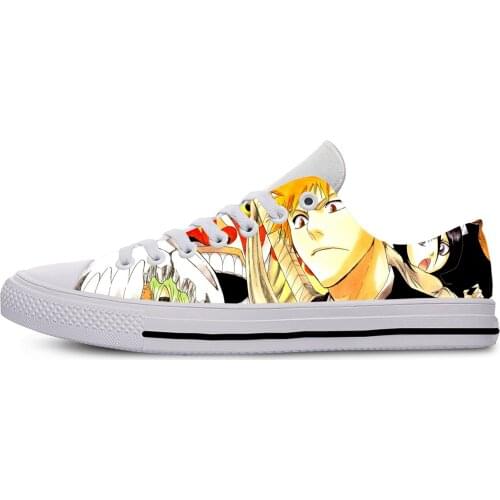 Mens Casual Shoes Japan Anime BLEACH Fashion Cool Street Breathable Brand Classic Canvas Shoes