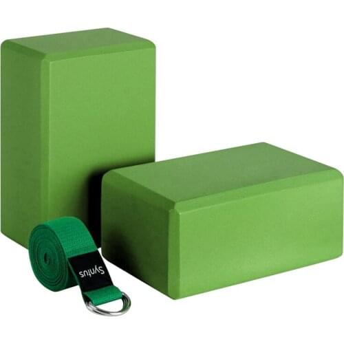 Yoga Block and Yoga Strap Set EVA Foam Soft Non-Slip Yoga Blocks Universal Pilates Stretching and Toning Workouts