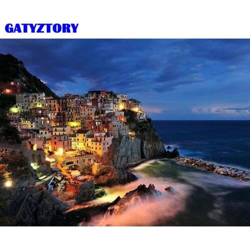 Frameless Seascape Night DIY Painting By Numbers Unique Gift Home Wall Art Picture Hand Painted Oil Painting For Wall Artworks