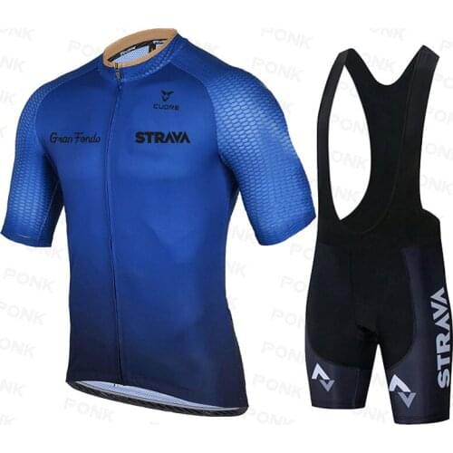 New 2020 TEAM STRAVA Cycling clothing Bike Jersey Shorts set Ropa Men pro jersey short sleeves BICYCLING Maillot Culotte