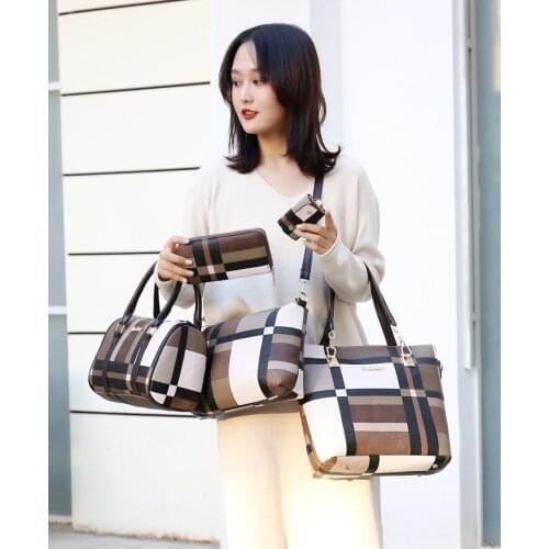 2020 New PU Leather Bags Handbag High Quality Women Crossbody Bags 6-Piece Set Functional Portable Large Capacity Wear-Resistant