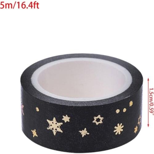 2021 New Black Moon Stars Paper Sticky Adhesive Sticker Decorative Washi Tape 1.5cm x 5m