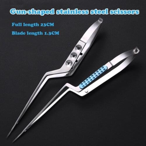Stainless steel gun-shaped scissors microsurgery extracerebral neurosurgery fine reed tissue cutting ophthalmic scissors