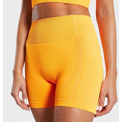 Slim Fit High Waist Sport Shorts Hip Push Up Women Plain Soft Nylon Fitness Running Shorts Tummy Control Workout Gym Shorts