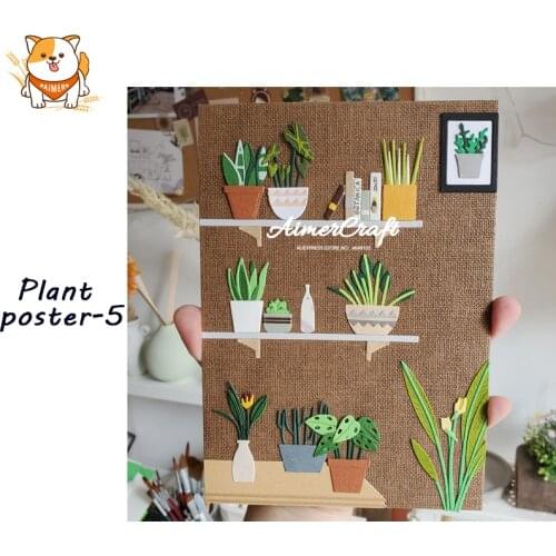 Plant Poster-5 Metal Cutting Dies Mold Knife Scrapbooking Stencil DIY Embossing Craft Die Cuts Card Making New Dies For 2020