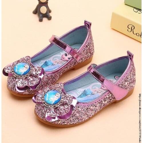 Frozen Princess Kids Leather Sandals for Girls Bow Casual Shoes Glitter Children Fashion Girls Elsa Sandals Butterfly Knot