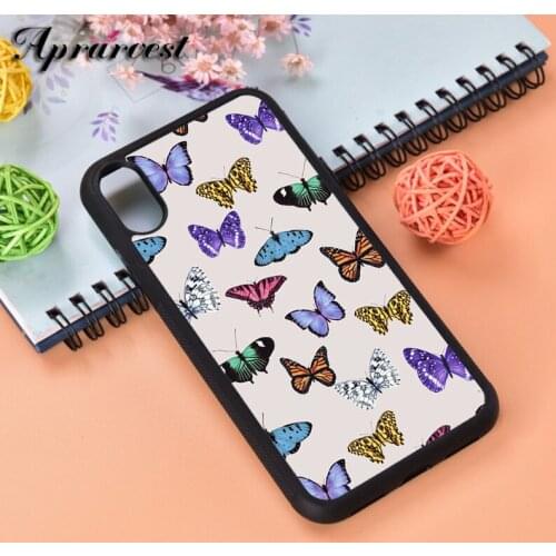 Aprarvest Colorful Butterflies Silicone Rubber Phone Case Cover For iPhone 6 6S 7 8 PLUS X XS XR 11 12 MINI PRO MAX
