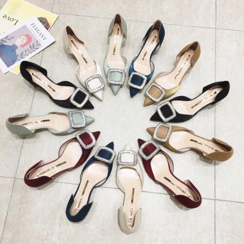 Korean version of the burst net red work womens high heels tip anti-slip shallow mouth fine heel girl wind satin single shoes