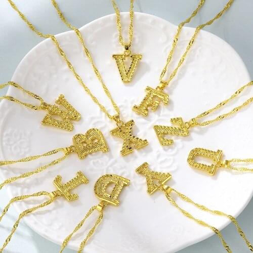 VG 6YM Gold Color Alloy Mini A-Z Letter Pendant Necklace 26 Letter Initial Collares Jewelry 2021 Birthday Party Gifts