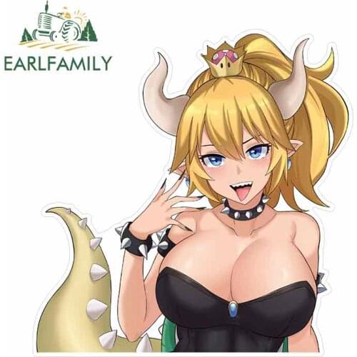 EARLFAMILY 13cm x 12.7cm For Bowsette Female Bowser Car Truck Decal l Vinyl Car Wrap Waterproof Personality Creative Sticker