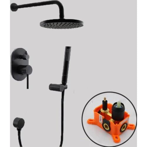 Z1014B Bathroom Modern Simple Wall Mount Black Rainfall Shower Set Hot And Cold Water Faucet With/Without Embedded Box