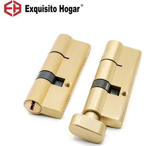 Gold Double or Single Open Cylinder Hardware Indoor 80/85/90/95/100/105/110mm Lock Door Cylinder Brass Lock Extended 3pcs key