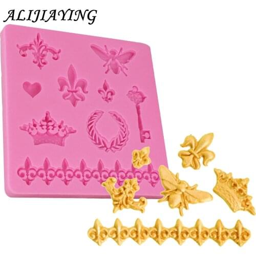 1Pcs DIY Crown butterfly Silicone Mold Fondant Mould lace Border Cake Decorating Tool Chocolate Kitchen Accessories D1266