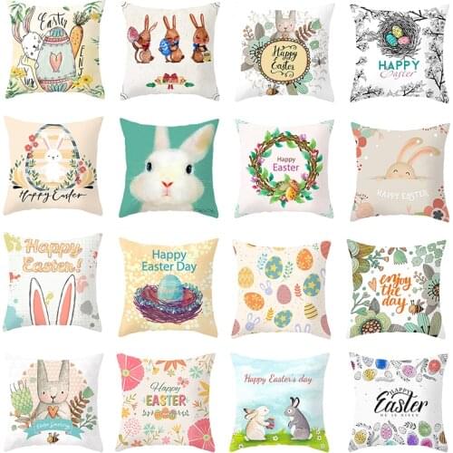 1pc Easter Pillow Cushion Cover Bunny Pillowcase Cover Easter Party Decoration Pillow Case 45*45cm Home Sofa Car Decorative Seat