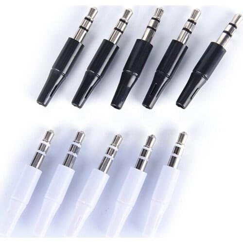 10pcs 3.5mm stereo headset plug jack 3 pole 3.5 audio plug Jack Adaptor connector white and black