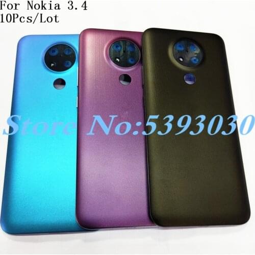 10Pcs/Lot High Quality New Battery Cover For Nokia 3.4 Rear Back Housing Battery Cover +Logo