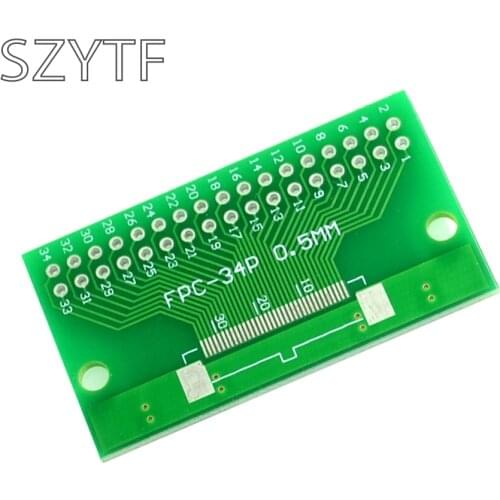 5pcs/bag FPC 34PIN DIP adapter board FFC turn 2.54 TFT LCD seat 1mm 0.5mm pitch
