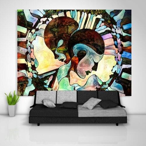 Custom Abstract Face Wandteppich Kunst Wandbehang Tisch Bettdecke Wohnkultur