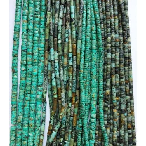 Africa Turquoise Gemstone Small Heishi Round Tube Natural Stone Rondelle Seed Spacer Little Bead for Jewelry Bracelet Diy