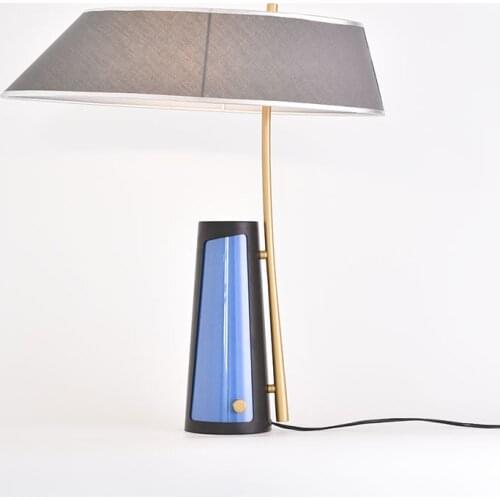 American simple blue vase creative table lamp model room home blue hardware wrought iron bedroom bedside table lamp