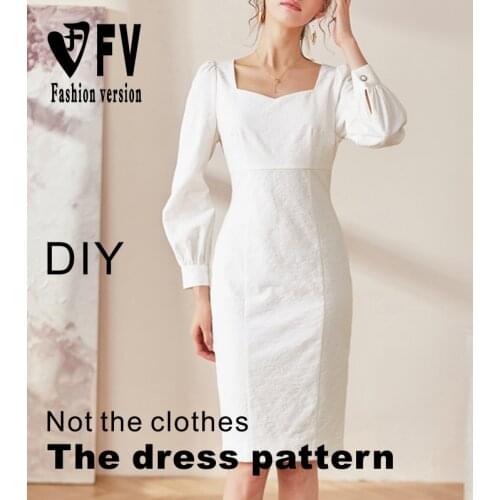 Cutting drawings female earthwork collar long sleeve dress garment making pattern BLQ-552