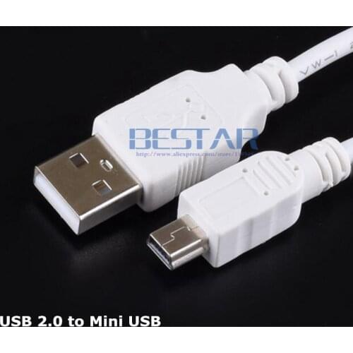 White DC power plug MINI USB 5pin 5P male convert to USB 2.0 A male Jack with cord connector charging charge cable 1m 3FT