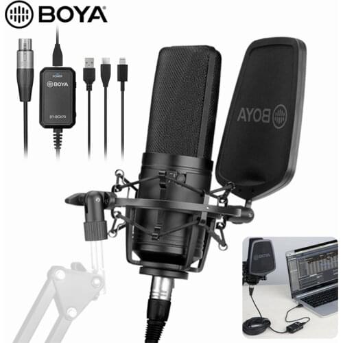 BOYA BY-M1000 Microphone Mic Cardioid Omnidirectional Bidirectional Mic for Singer Vocals Studio Type-C Andorid iOS Smartphones