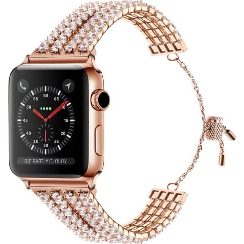 Women Diamond Bracelet for Apple Watch Band 40mm 44mm 42mm 38mm Stainless Steel Bling Jewelry Strap for iwatch Series 6 SE 5 4 3