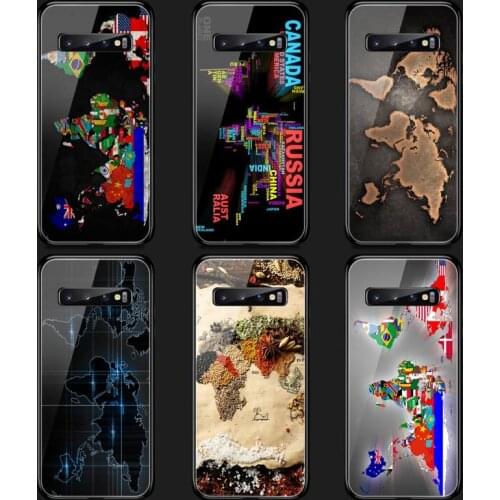 World Map With Flags Phone Case Tempered Glass For Samsung S20 Plus S7 S8 S9 S10E Plus Note 8 9 10 Plus A7 2018 Case