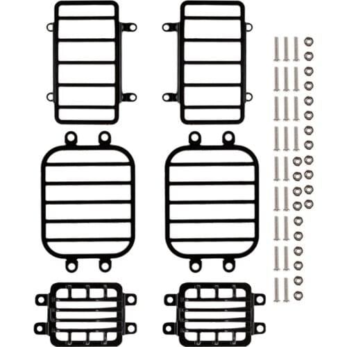 Black Metal 6PCS Front Rear LED Light Cover for 1/10 RC Crawler Car Traxxas TRX-4 G500 TRX6 G63 Parts