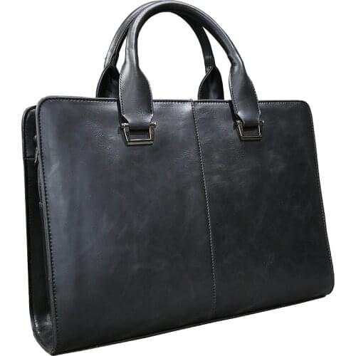 Mens Business Casual Bag Crazy Horse Pu Leather Briefcase Document Tote Bags High Capacity Single Shoulder Crossbody Bag