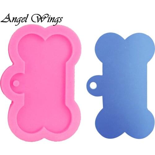 DIY Shiny Dog bone Silicone key ring Pendant with hole accessories mold for Key Chain Craft Clay resin Molds DY0061