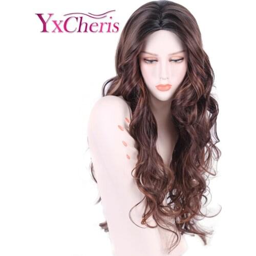 Long Natural Wigs For Women Synthetic Blonde Hair Wig With Ombre Color Fashion Style Cotume Wig With Dark Roots YxCheris