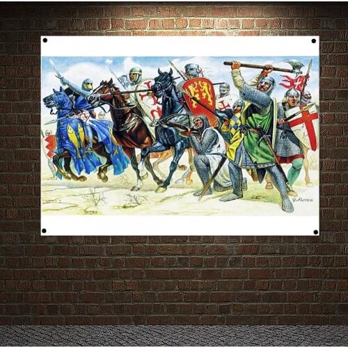 Knights Templar Armor Banners Flags Wall Sticker Crusader Posters Tapestry Living Room Decoration Canvas Painting Wall Hanging 1