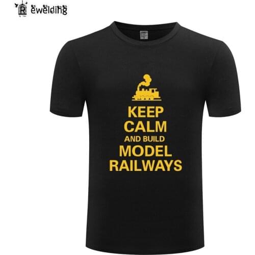 Keep Calm And Build Model Railways T Shirt Men Funny Cotton Short Sleeve Tshirt Novelty T-Shirt for Men Women Tee Shirts Homme