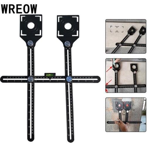 Dual-head Drill Hole Locator tool Adjustable Position Ruler Fixed Measuring Protractor Universal Tile Marble Glass Opening Hole