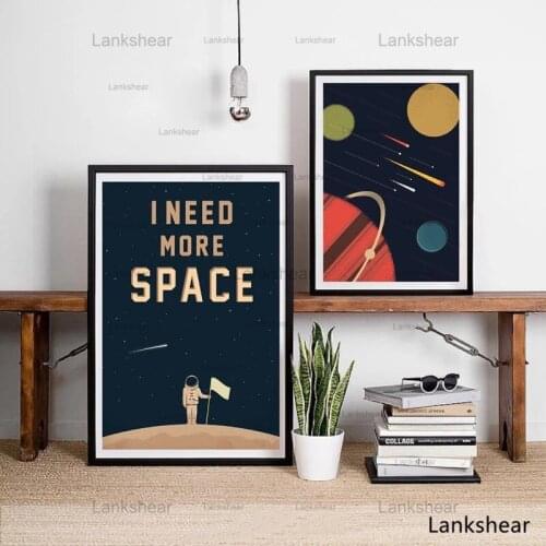 Space Poster Wall Art Canvas Prints I Need More Space Science Art Canvas Painting Outer Space Planets Print Cosmos Poster