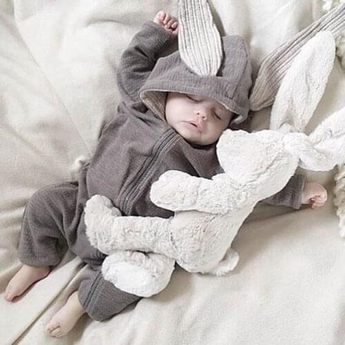 Newborn Baby Girl Boy Clothing Hooded Toddler Sleepwear Rompers 3D Bunny Ear Baby Infant Pajamas Outfits Infant Jumpsuit Clothes