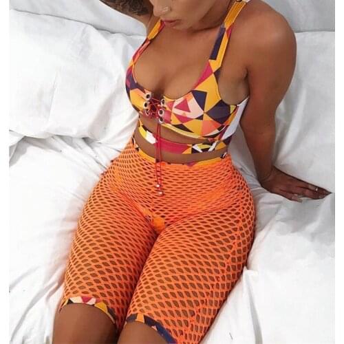 Hot 3Pcs/Set Bikini Swimwear Bandage Monokini Bathing Suits Padded Top Swimsuits+e Bottom+High Waist Mesh Cover Pants