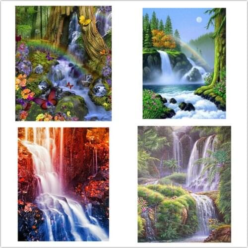 LIPHISFUN nature scenery embroidery full drill Diamond painting rainbow waterfall landscape 5d Stitch Rhinestone Home Decor