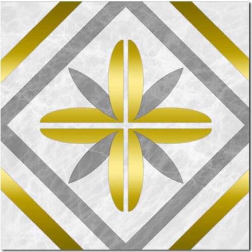 Metal texture gold geometric pattern tile stickers bathroom waist line stickers waterproof wear-resistant floor stickers
