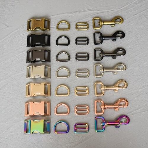 1 set 15/20/25mm Metal Straps Slider D Ring Release Belt Buckle For Pet Dog Collar Paracord Sewing Accessory Strong Hardware 4s8