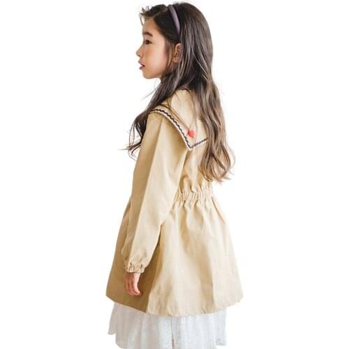 Spring Autumn Girl Baby Coats Long Sleeve Korean Trench Children Kids Outfits Khaki Little Girls Clothing Jackets
